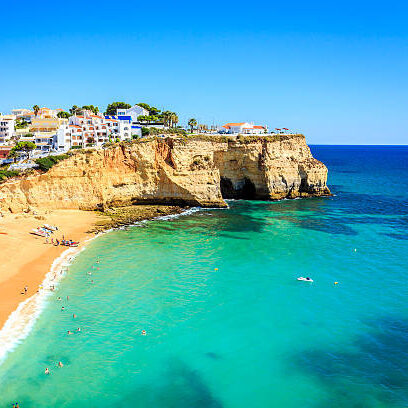 Beautiful beach and architecture in Carvoeiro, Algarve, Portugal