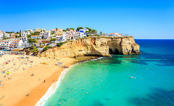 Beautiful beach and architecture in Carvoeiro, Algarve, Portugal